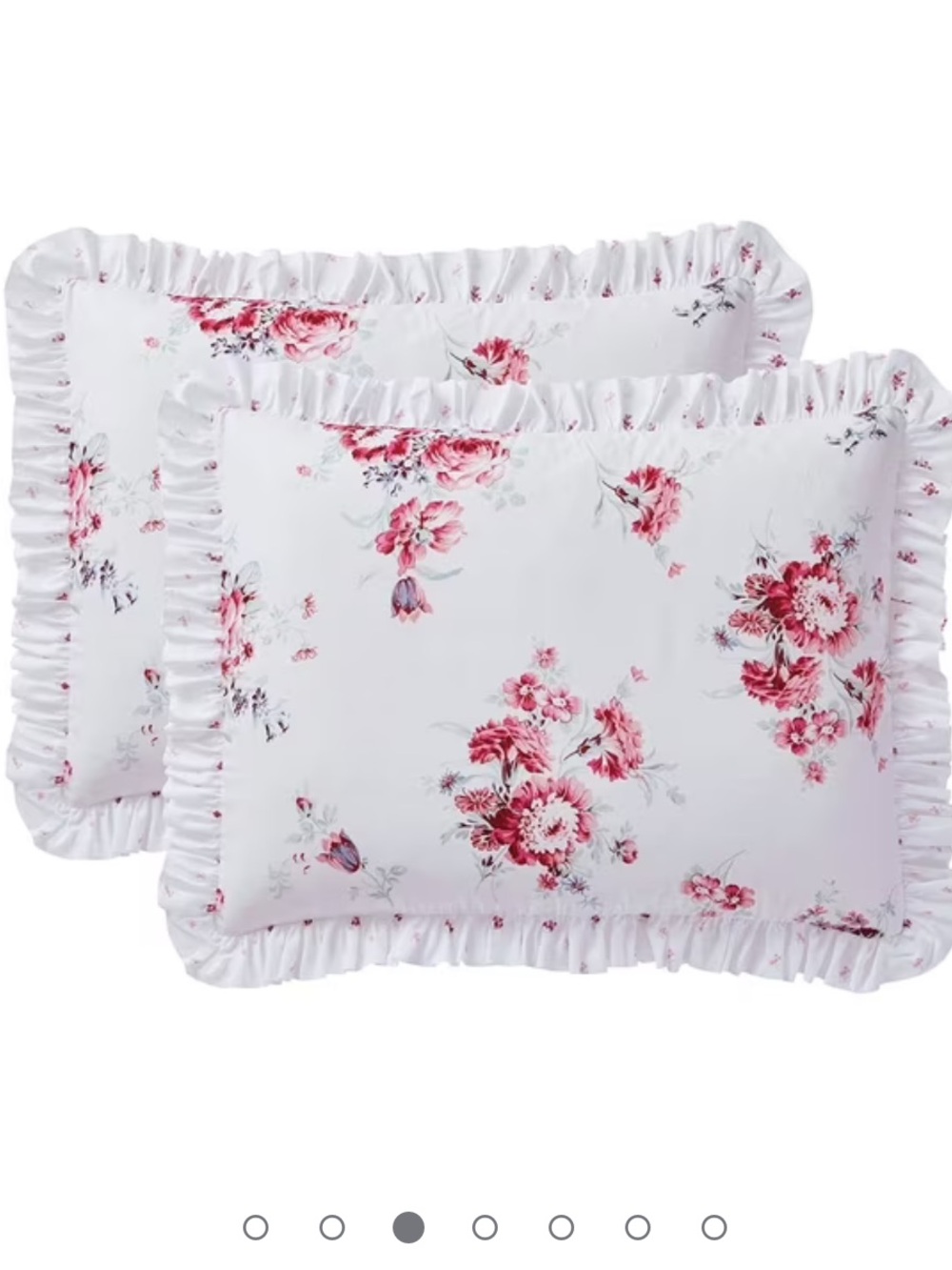 Simply Shabby Chic White Floral Ruffled 2 Pillow Cases